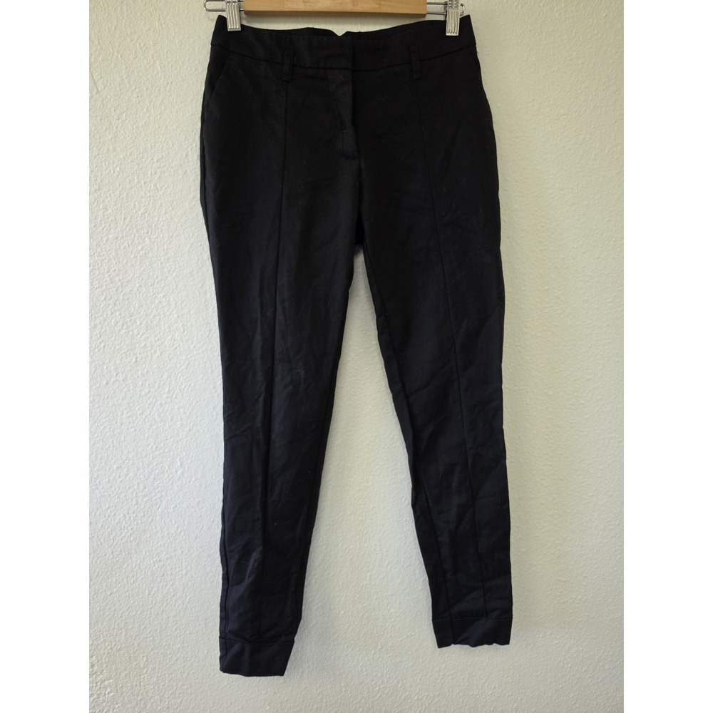 H&M Women's Size 2 Black Cotton Casual Pants Straight Trousers Slacks